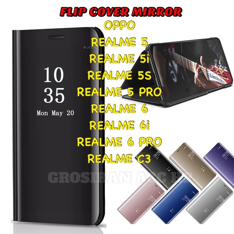 Ốp Điện Thoại Nắp Gập Tráng Gương Thông Minh Kèm Giá Đỡ Cho Oppo Neo9 A37f Realme 5 5i 5s C3 Realme 5 Pro 6 6i 6 Pro