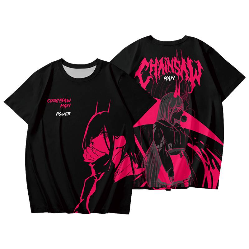 Áo Thun Tay Ngắn Dáng Rộng In Hình Anime Chainsaw Man Thời Trang Cho Nam Và Nữ