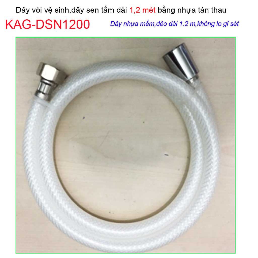 Dây sen cao cấp, dây vòi tắm hoa sen 1.2m, dây vòi xịt vệ sinh bằng nhựa KAG-DSN1200