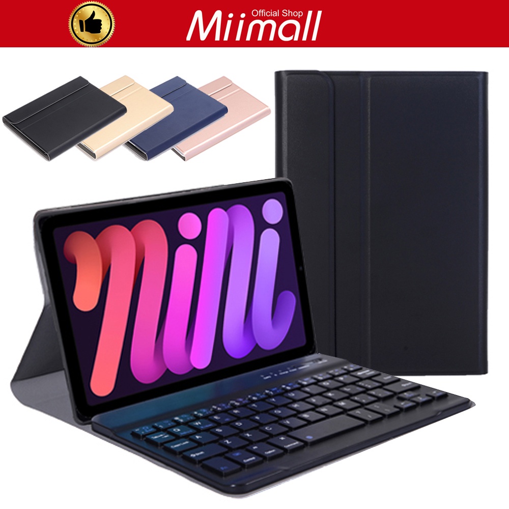 Miimall Ốp lưng iPad mini 6 bảng nắp lật nam châm có bàn phím Bluetooth cho iPad mini 6 Case 2021 bao da bàn phím