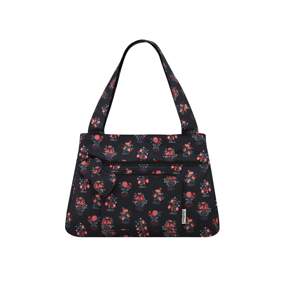 Cath Kidston - Túi đeo vai/Recycled Rose Medium Shoulder Bag - Kingdom Posey Small - Black -1041538
