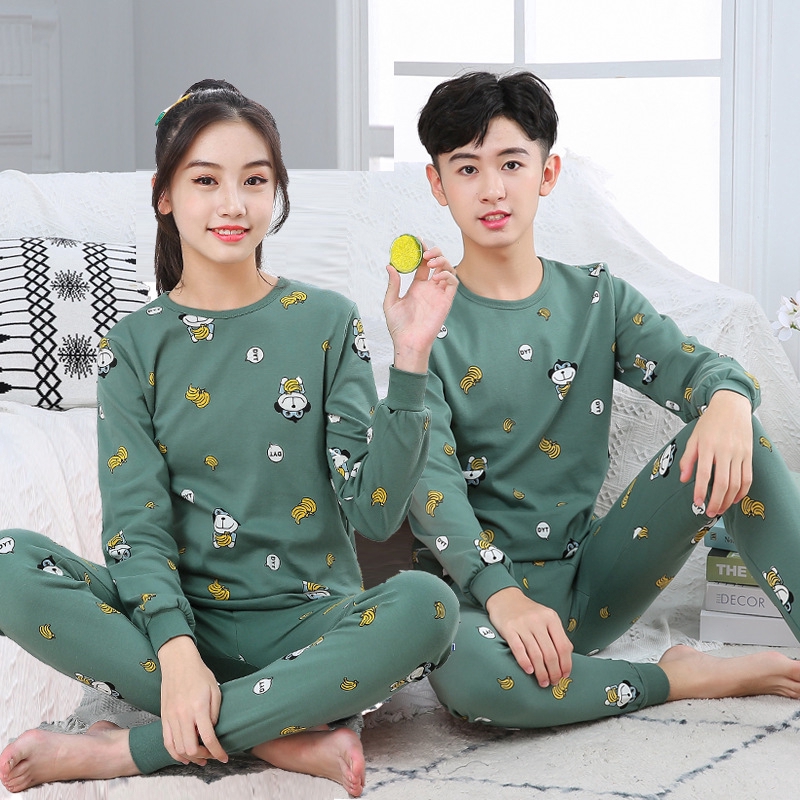 Girl Sleepwear Breathable Cotton Homewear Cute Bear Long Sleeve Top+Pants 2pcs/set 8-18Yrs Teen Kids Pyjamas Underwear Clothes