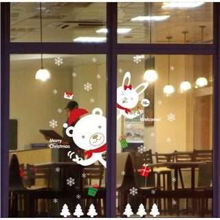 Decal dán tường Noel - Thú Cưng Trắng chào lễ