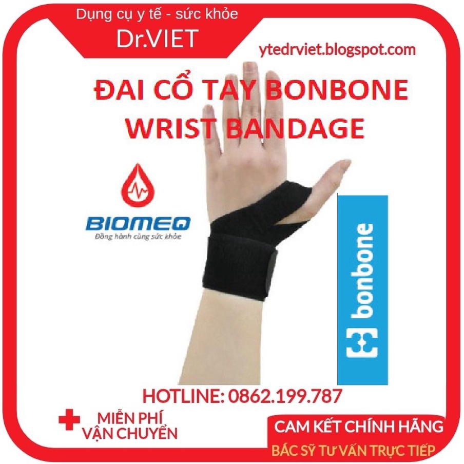 ĐAI BÓ CỐ ĐỊNH CỔ TAY BONBONE WRIST 𝗕𝗔𝗡𝗗𝗔𝗚𝗘-Chính hãng Nhật, giảm đau cổ tay do bong gân, chấn thương, viêm gân hiệu quả