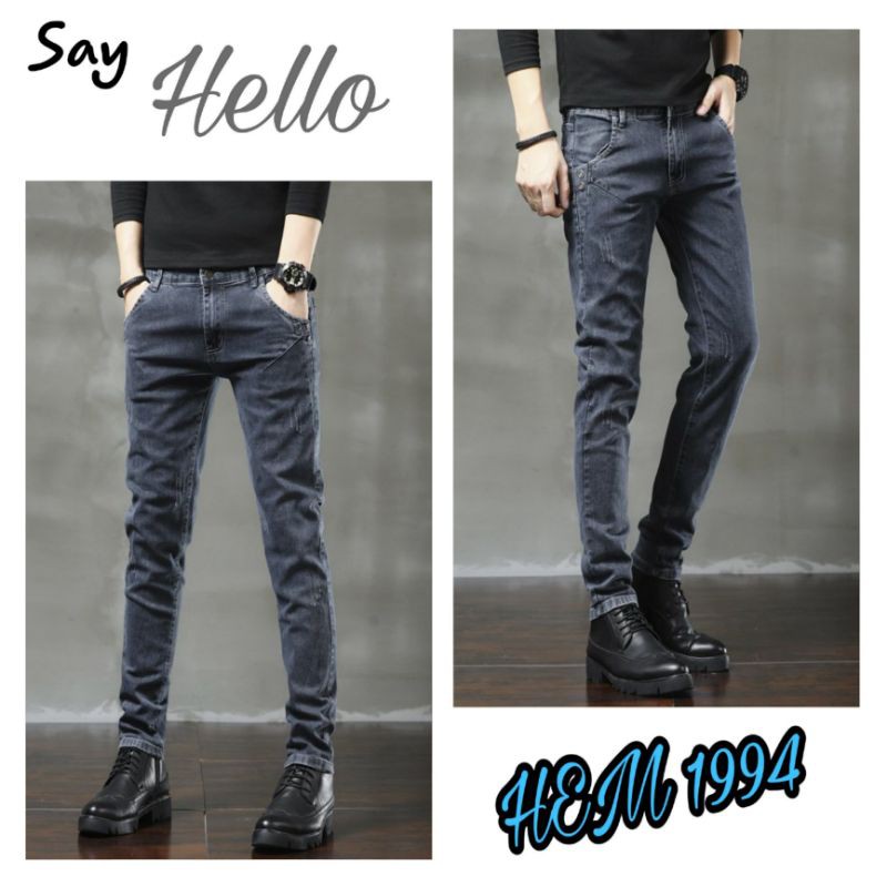 K605 Quần jean nam ống đứng xám khói siêu hót