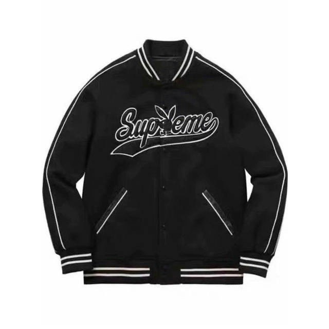 Áo khoác đẹp SUPERME bomber unisex nam nữ form rộng họa tiết thêu thỏ đen