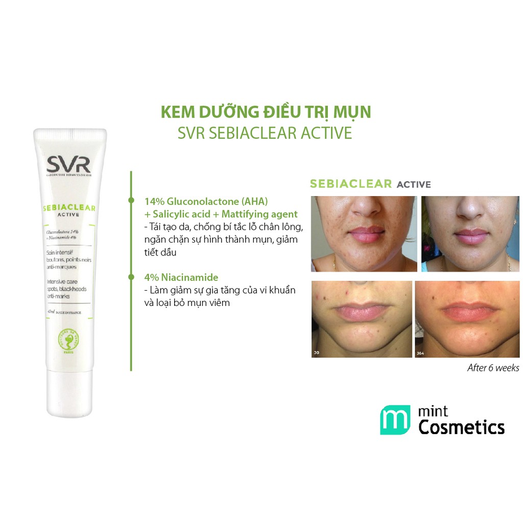 Kem Dưỡng Hỗ Trợ Giảm Mụn SVR Sebiaclear Active 40ml