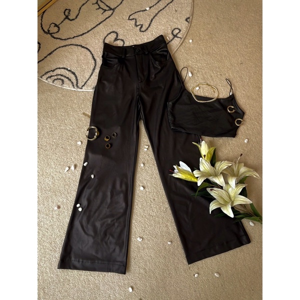 QUẦN DA DÀI SIÊU ĐẸP C2167 ÁO CROPTOP HAI DÂY