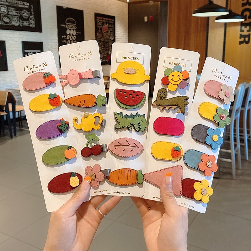 Bộ kẹp tóc dễ thương tinh tế phong cách Hàn Quốc dành cho bé gái