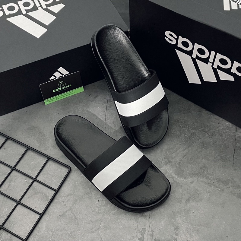 DÉP ADIDAS PU ĐEN - Đế chống thấm (Tặng Hộp)
