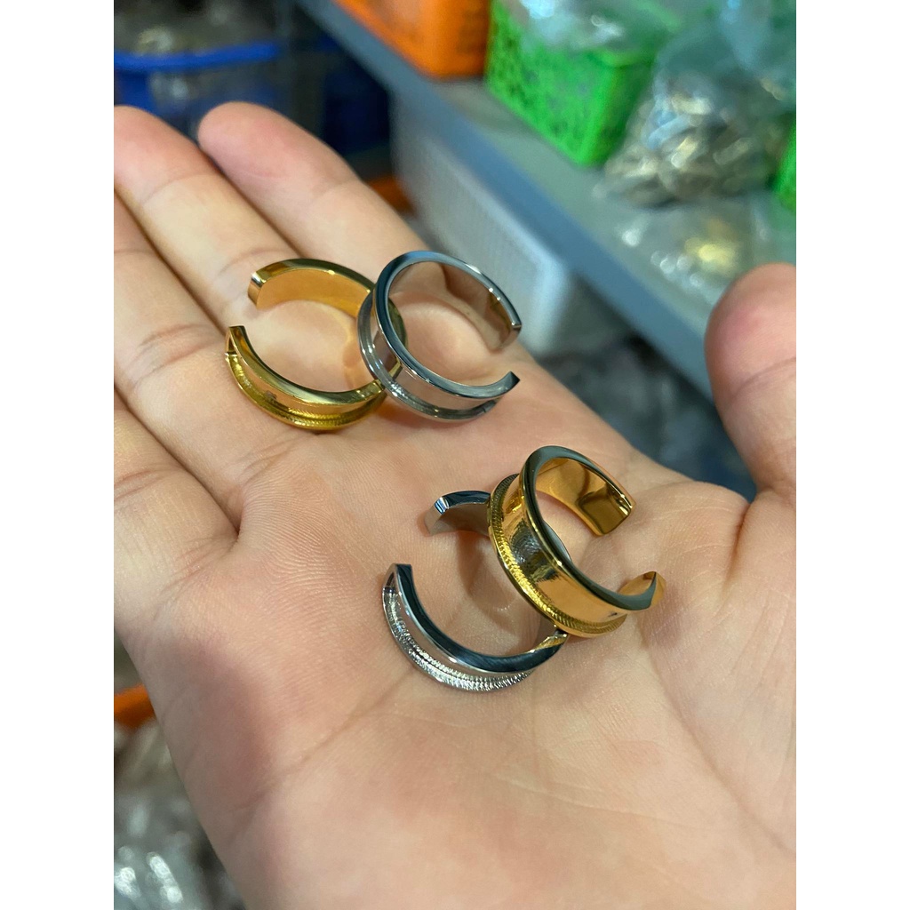 Nhẫn inox dán da cá đuối