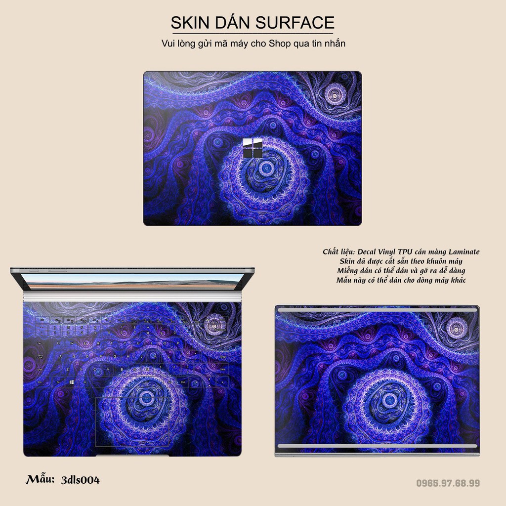 Skin dán Surface in hình 3D (inbox mã máy cho Shop)