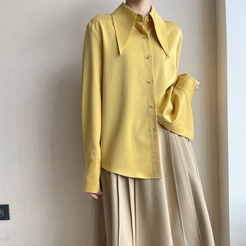 Áo Sơ Mi Mỏng Tay Dài Cổ Cao Thời Trang Hàn Quốc 19005