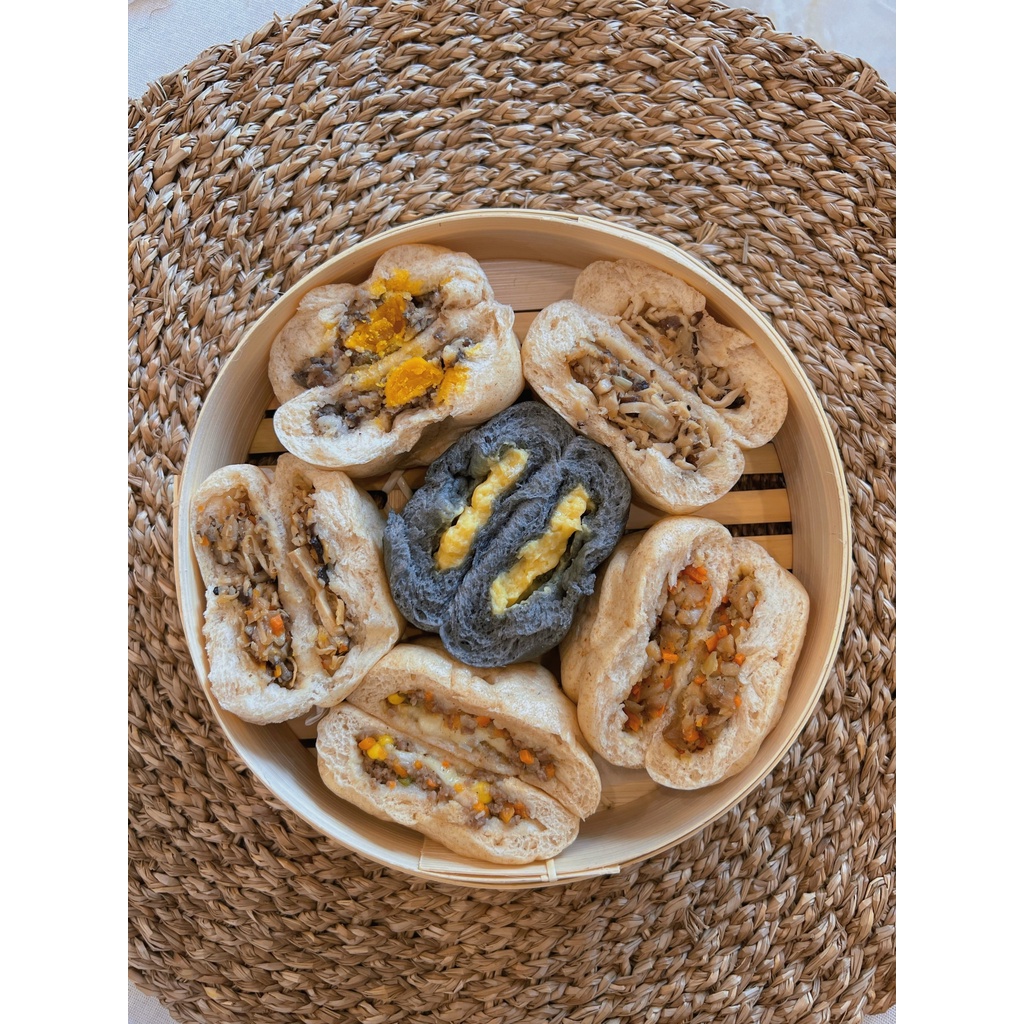 BÁNH BAO NGUYÊN CÁM MEN NUÔI NHÂN TÔM THỊT TRỨNG EATCLEAN