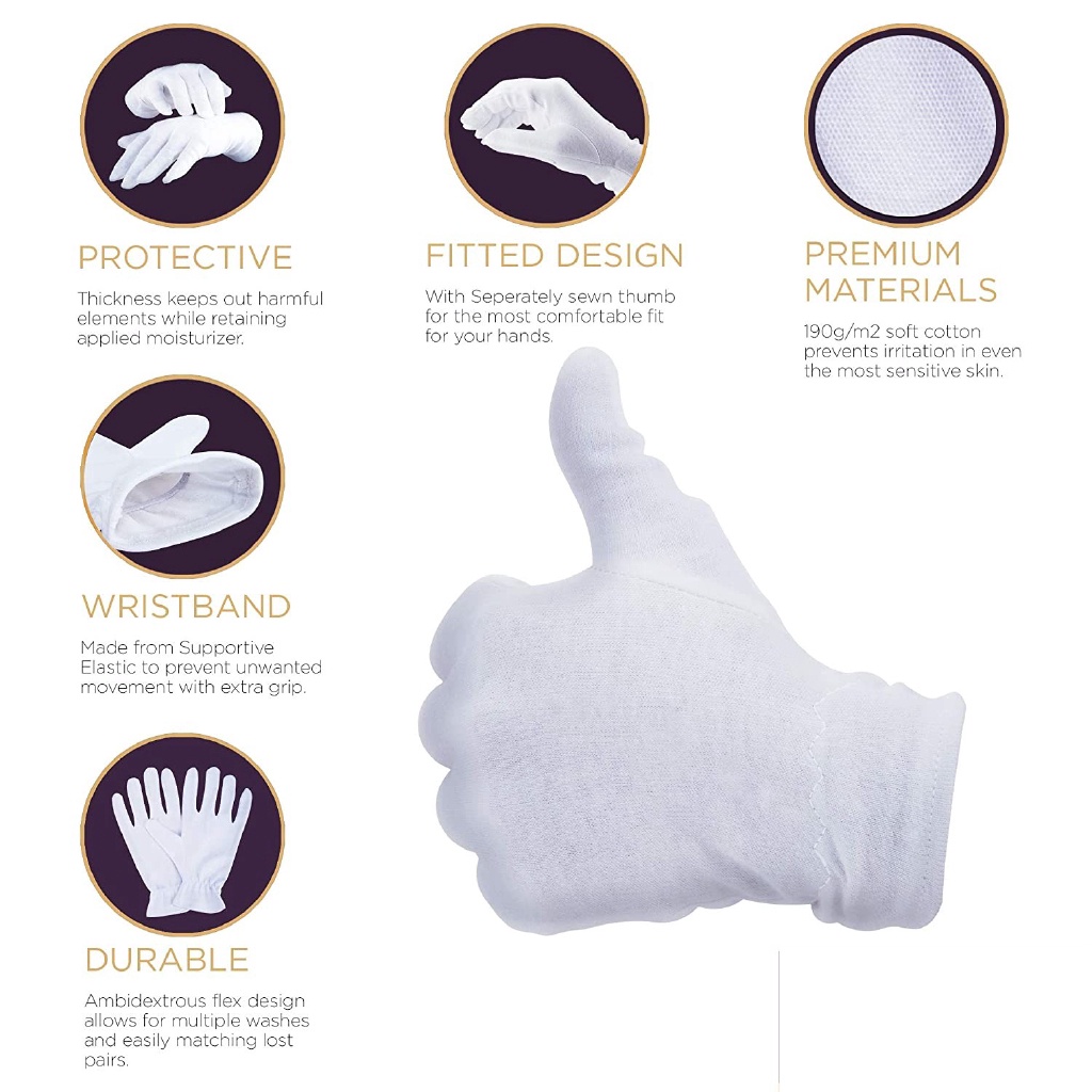 1 Đôi Găng Tay Cotton Mềm Mại Màu Trắng Thoáng Khí Dùng Phục Vụ / Làm Việc / Kiểm Tra Tiền Xu