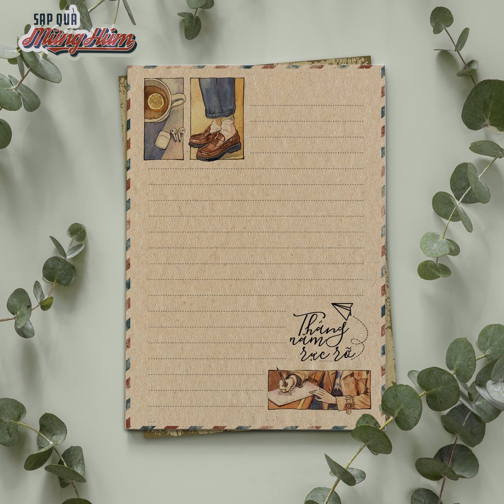 Giấy viết thư tâm sự, thanh xuân và yêu thương. Chất liệu kraft, vintage & thân thiện môi trường.