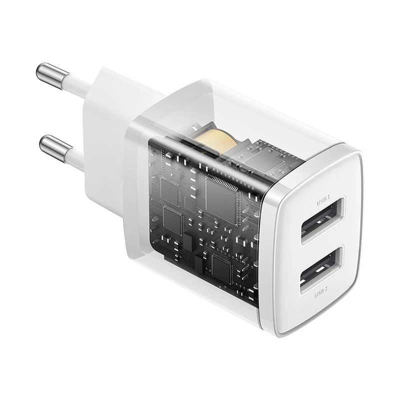 Củ Sạc 2 Cổng 2.1A Baseus Compact 10.5W Cho IP, Samsung, Oppo, Huawei, Xiaomi,... [CHÍNH HÃNG]