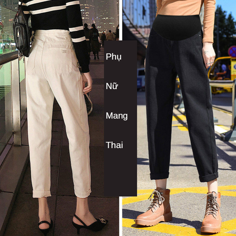 Quần Legging Hai Màu Trắng Đen Tùy Chọn Thời Trang Cho Mẹ Bầu