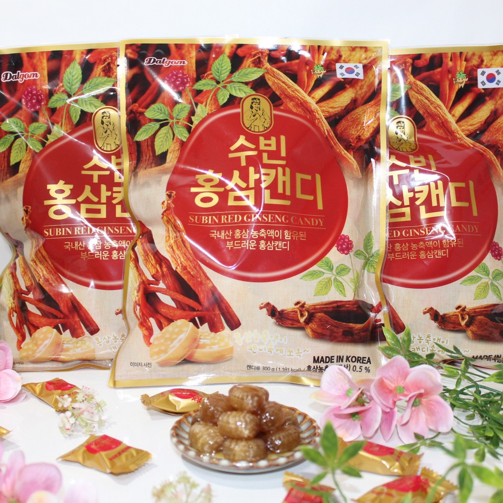 KẸO HỒNG SÂM SUBIN 300g– SUBIN RED GINSENG CANDY - BỒI BỔ SỨC KHỎE - HỖ TRỢ HÔ HẤP, TIÊU HÓA