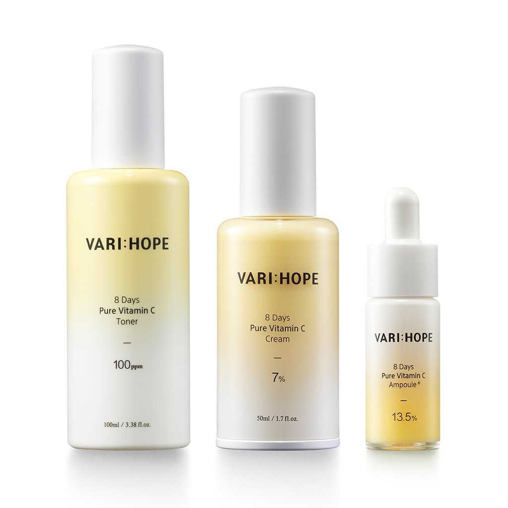 Bộ 3 dưỡng trắng da, mờ thâm mụn của VariHope (Toner+ Serum Vitamin C+Cream)