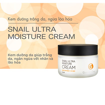 Kem Dưỡng Da Chống Lão Hóa Cấp Ẩm Chống Nhăn Trẻ Hóa Da Từ Ốc Sên GoodnDoc Snail Ultra Moisture Cream