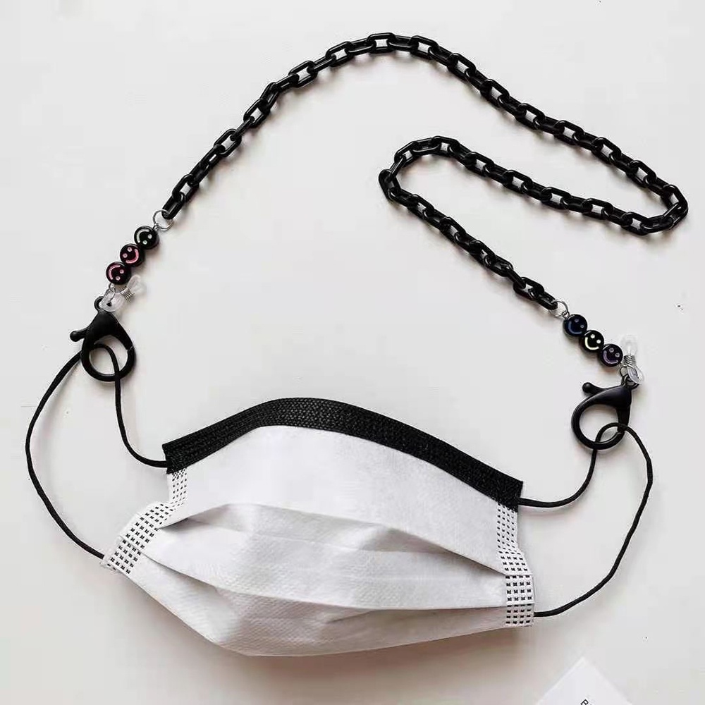 Dây Xích Đeo Kính Hình Chữ Thập Bằng Acrylic Màu Đen Đơn Giản Dành Cho Cặp Đôi