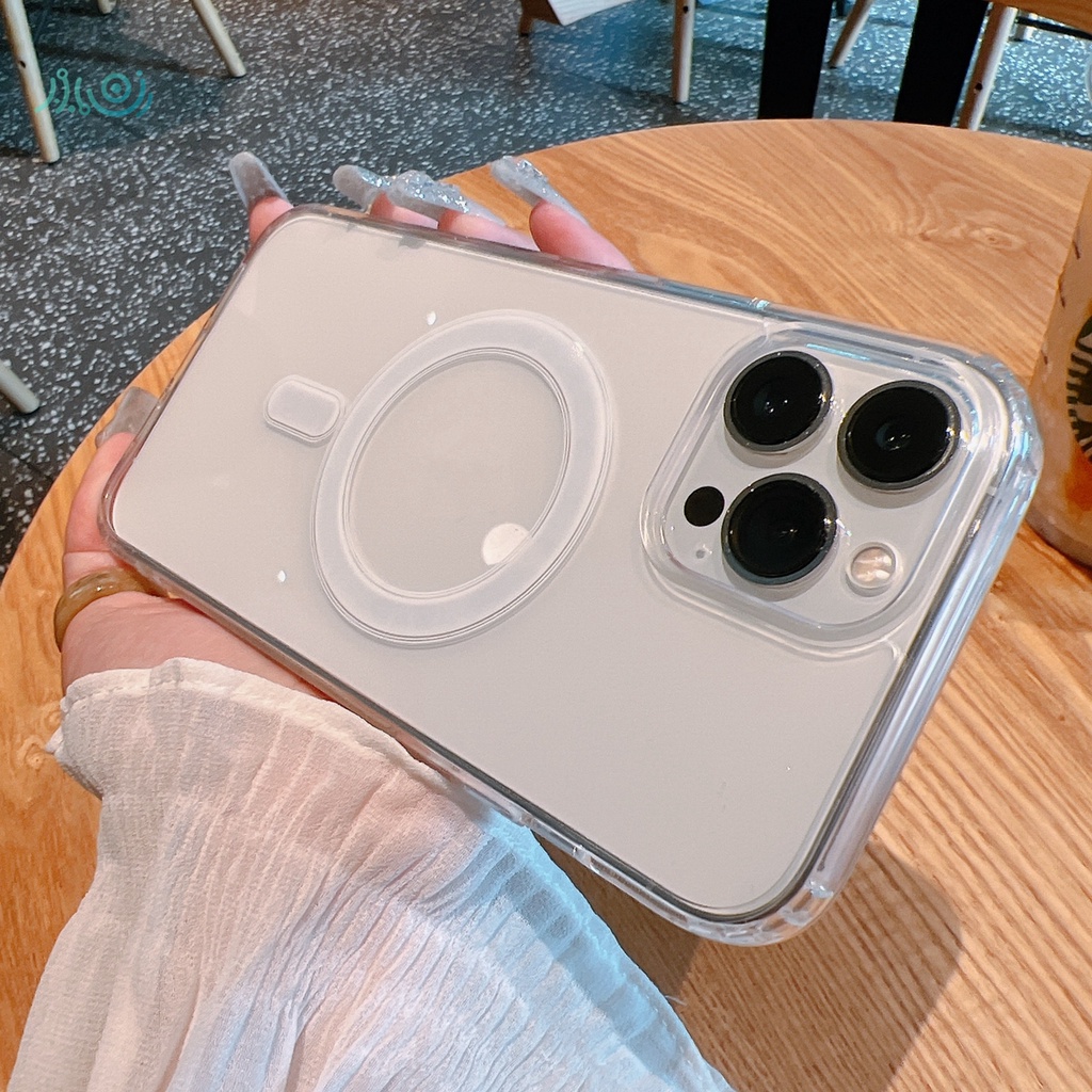 Ốp Điện Thoại Trong Suốt Từ Tính Kèm Sạc Không Dây Cho iPhone 11 12 13 Pro Max 7 8 Plus X XS Max XR SE 2020 7 + 8 + Plus 12 13
