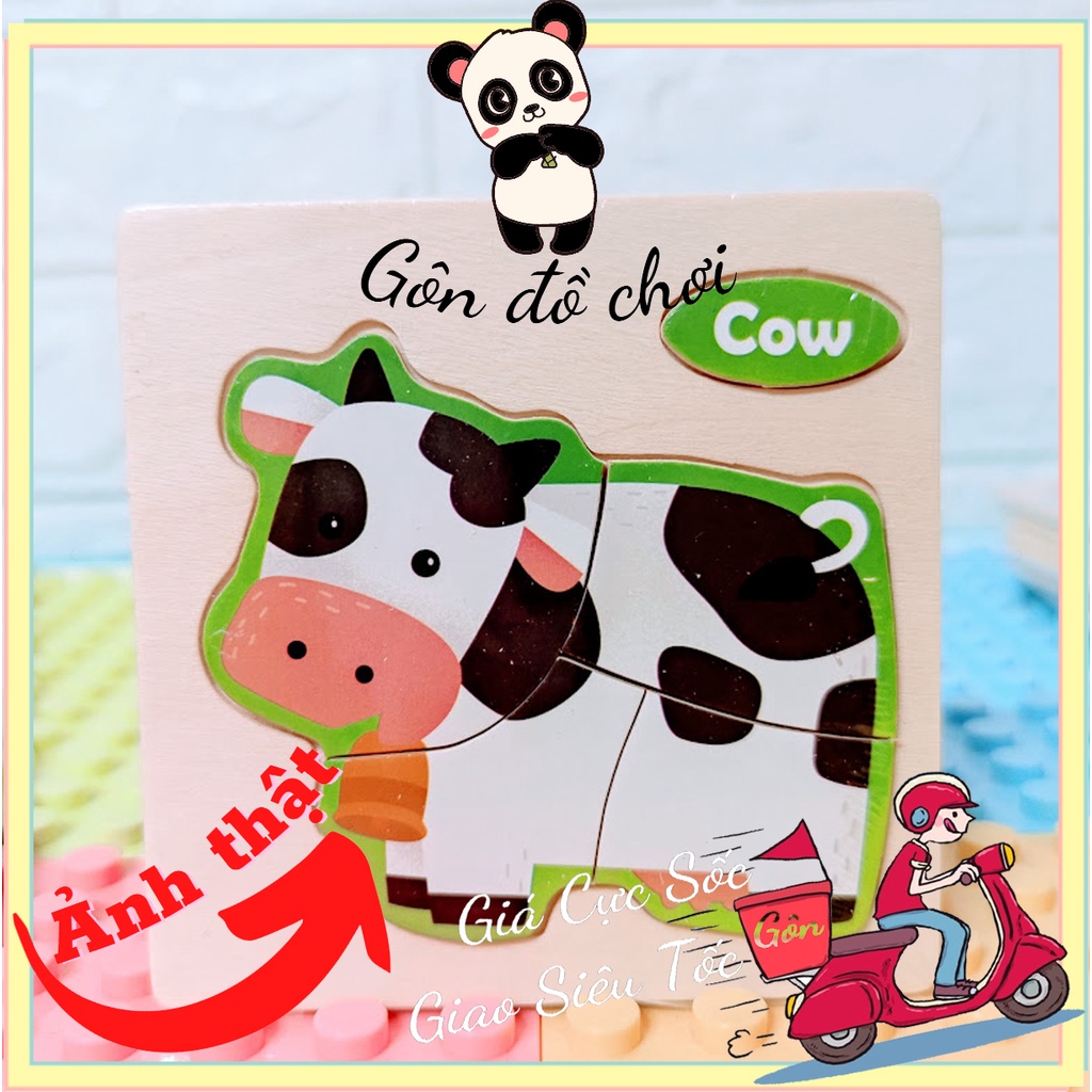 Tranh Ghép hình 3D bằng gỗ cho bé Phát Triển Trí Tuệ Gôn đồ chơi