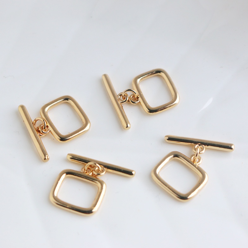 Khóa Cái Răng Hình Vuông 14k Bằng Đồng Mạ Vàng Bóng diy Làm Trang Sức Thủ Công