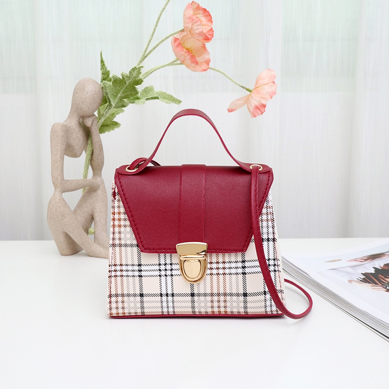 Túi Đeo Chéo Vuông Nhỏ Kẻ Sọc Caro Màu Trơn Thời Trang Hàn Quốc Mới 2022 Cho Nữ
