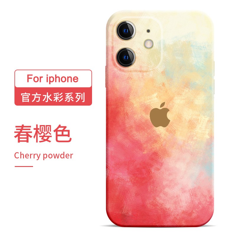 New Square Watercolor Render Nghệ thuật màu nước iPhone 6S 7 8 Plus XS Max XR 11 Soft Pack Liquid Silicone SleEVed Camera Full protection chống sốc tay áo