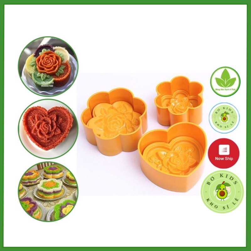 Khuôn Xôi Hình hoa Hồng, Hình Trái Tim ( 5750 / 5753 / 5752 / 5763 ) Việt Nhật đủ size, Khuôn làm xôi, bánh trung thu