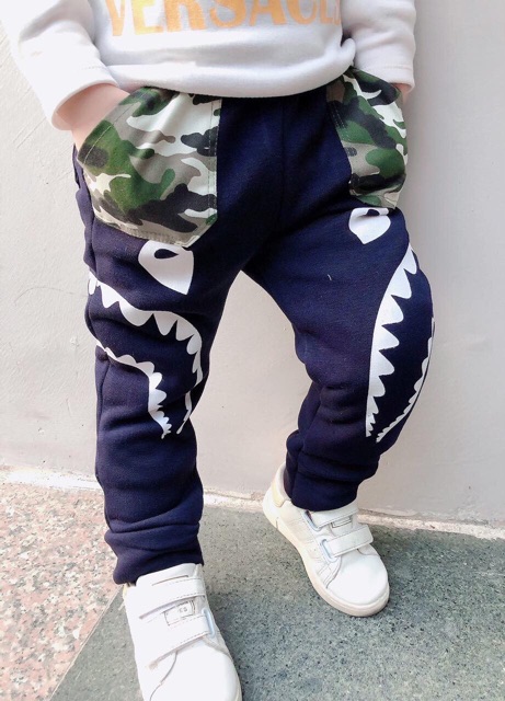 SIZE 8-33kg Quần nỉ lot lông Bape cực truất và ấm cho bé trai bé gái - qcm