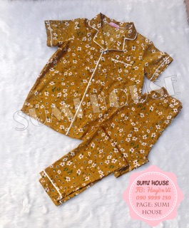 Pijama lụa hoạ tiết bông HÈ - THU 2018