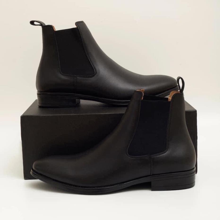 Giày Chelsea Boots Nam da bò đế cao su đúc - Boots cho nam dễ phối đồ tăng chiều cao, giày cao cổ nam da bò HA