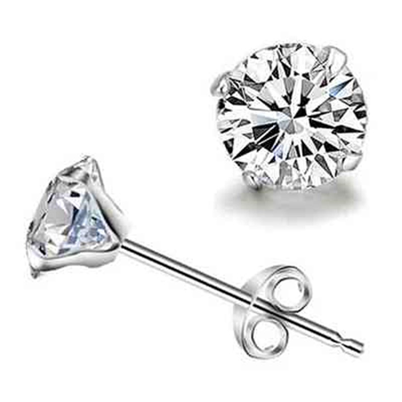 ❅Bông tai zircon bốn móng bằng bạc nguyên chất s925 quà tặng thời trang phụ kiện xuyên biên giới thạch anh tím sức nhỏ t