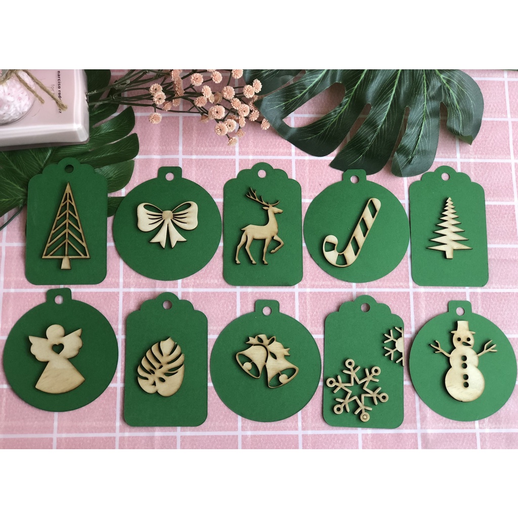 Tag gỗ mộc treo cây thông NOEL