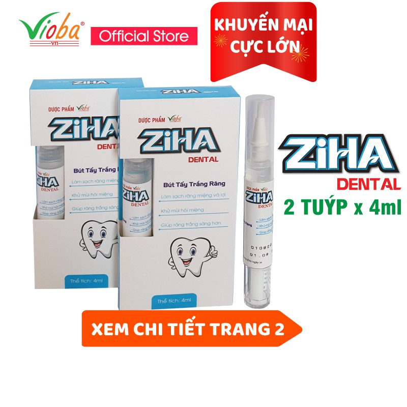 Combo 2 But tẩy trắng răng Ziha Vioba tuýp/4ml.