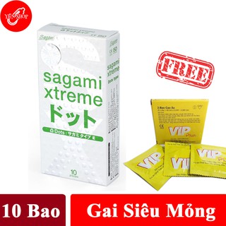 BAO CAO SU SAGAMI XTREME WHITE SIÊU MỎNG CÓ GAI KÍCH THÍCH HỘP 10C tặng 1 hộp BCS 3C