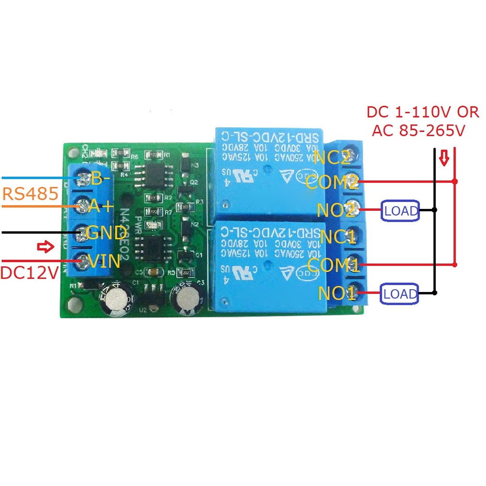 Bảng Mạch Modun Mở Rộng Pcbfun DC12V 2 Kênh RS485
