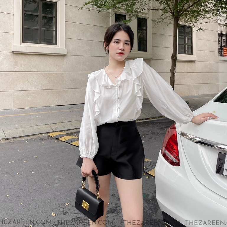 ZAREEN | QUẦN SHORT TAFTA ỐNG RỘNG ZAREEN SHO42 ĐEN