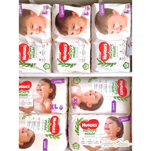 Tã Quần Huggies Platinum Nature Made M58/L44/Xl38/Xxl26