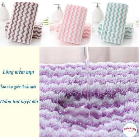 Khăn Mặt Lông Cừu Xuất Hàn Vân Kẻ Sọc