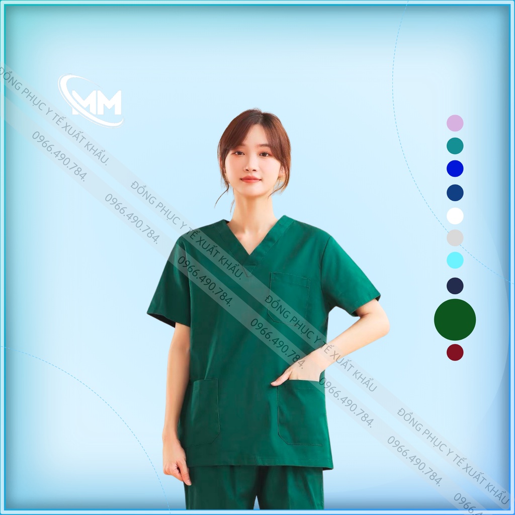 Bộ scrubs Xanh Lá, Blouse bác sỹ, phẫu thuật, thẩm mỹ, Spa, Đông Phục Y Tế Cao Cấp
