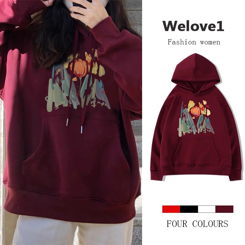 Áo Hoodie Tay Dài Dáng Rộng Thời Trang retro Mỹ