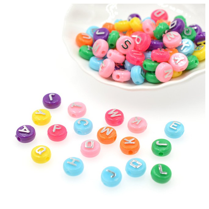 Bộ 30 Hạt Xâu Chuỗi Hình Chữ Cái 10mm