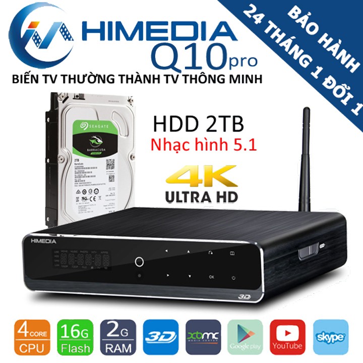 Himedia Q10 pro - Đầu Phát 4K3D Blueray - Kèm HDD 2TB Nhạc Hình 5.1