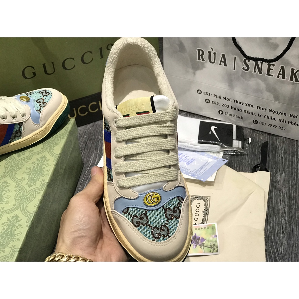 Siêu Phẩm Giày Thể Thao Sneaker Gu..CCi Xanh Đính Đá SIêu Xinh Cao Cấp Ảnh Thật + freeship + Tặng Tất