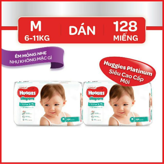 (Tặng balo hình thú hoặc khủng long) Combo 2 bịch Tã dán Huggies Platinum Nb60,S82,M64,L54,XL44 mới