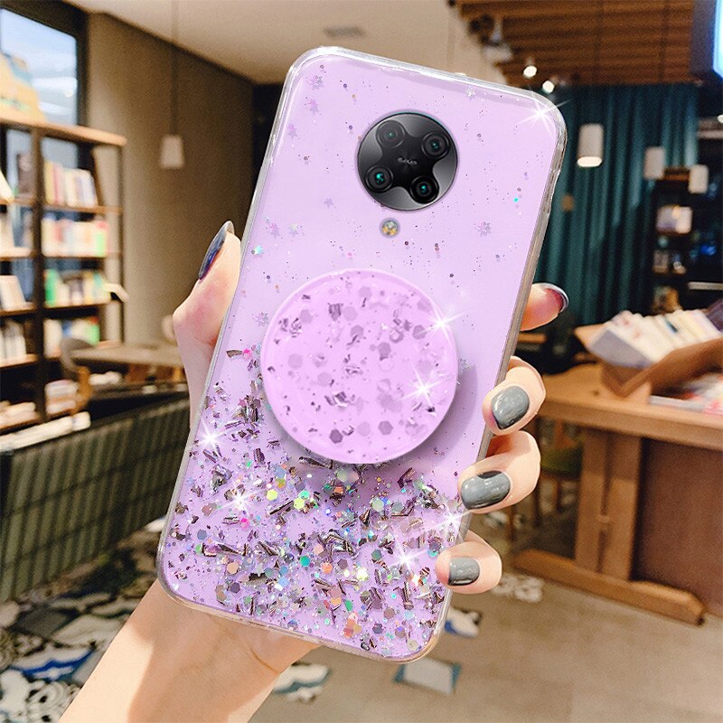 Ốp Lưng Kim Tuyến Có Nhẫn Móc Nạm Đá Cho Điện Thoại xiaomi redmi k30 pro k20 x10 4g 5g 9 9a 9c Giá Đỡ